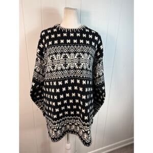 Obermeyer Sweater Women Black White Icicle Ski Relaxed Acrylic Wool Size M